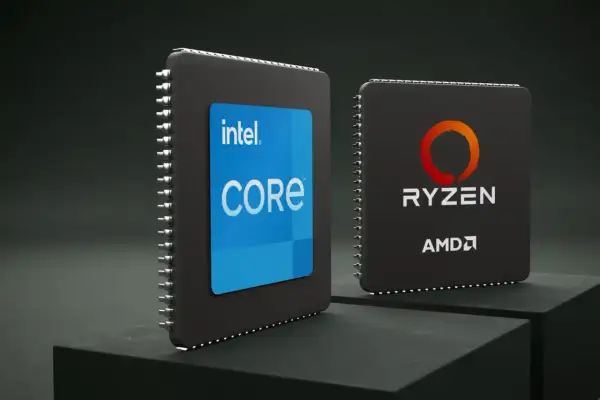 Procesor Intel Core obok procesora AMD Ryzen. Wybór między nimi to kluczowa decyzja dla każdego komputera.