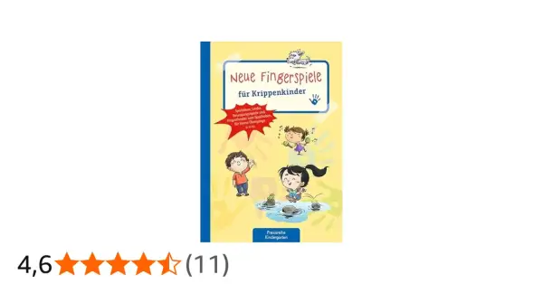 Buntes Buchcover mit Kindern, die Spaß haben. Bietet neue Fingerspiele für Krippenkinder, Lieder und Bewegungsspiele.