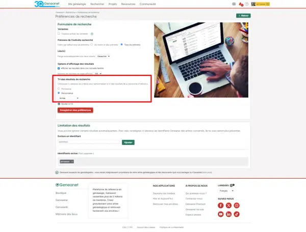 Préférences de recherche sur Geneanet, pour affiner les résultats de vos recherches d'ancêtres. Les archives du Cher état civil sont accessibles.