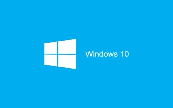 Logo Windows 10 na niebieskim tle.