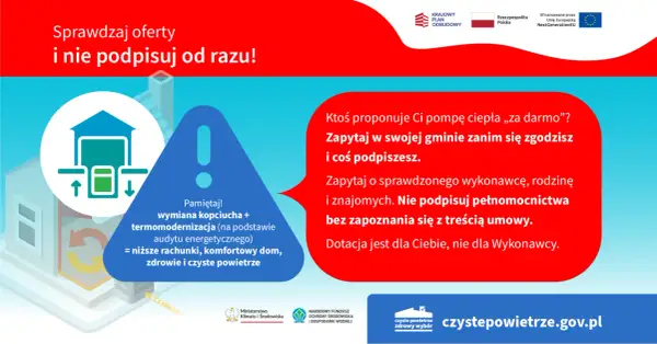 Dofinansowanie na czyste powietrze: wymiana kopciucha, termomodernizacja, pompa ciepła. Sprawdź oferty, nie podpisuj od razu.