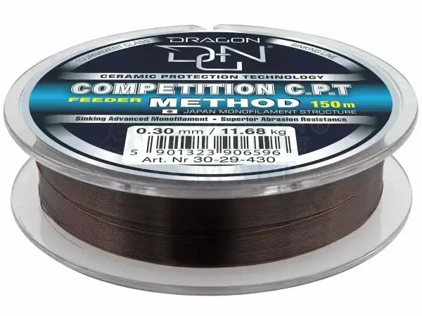Jaka żyłka do method feeder? Dragon Competition C.P.T. Feeder Method 0.30mm, 150m, sinking, japoński monofilament.