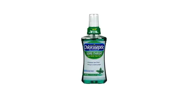 Spray Chloraseptic na ból gardła, z mentolem, bez cukru. Szybka ulga w bólu gardła, idealny na podróż.