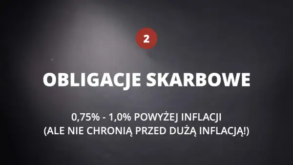 Obligacje skarbowe: 0,75%-1,0% powyżej inflacji, ale nie chronią przed dużą inflacją. Numer 2.