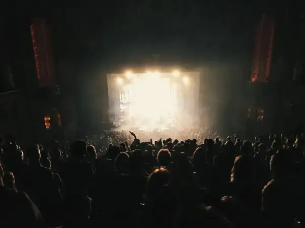 Tłum na koncercie, światła sceny rozświetlają mgłę. Wszyscy śpiewają "Someone Like You" Adele.