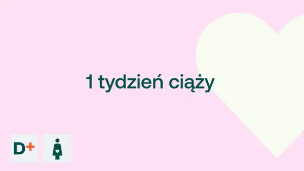 Pierwszy tydzień ciąży. Delikatny róż i serce symbolizują początek tej niezwykłej podróży przez trymestry ciąży.