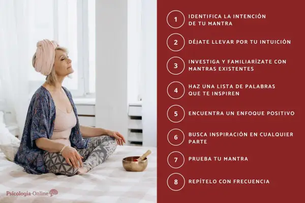 Mujer meditando en posición de loto, con un cuenco tibetano. Guía para crear tu mantra de vida.