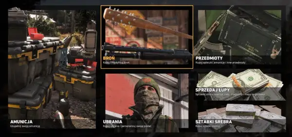 Menu gry Far Cry 5 poradnik: broń, przedmioty, amunicja, ubrania, sprzedaż łupów i sztabki srebra.