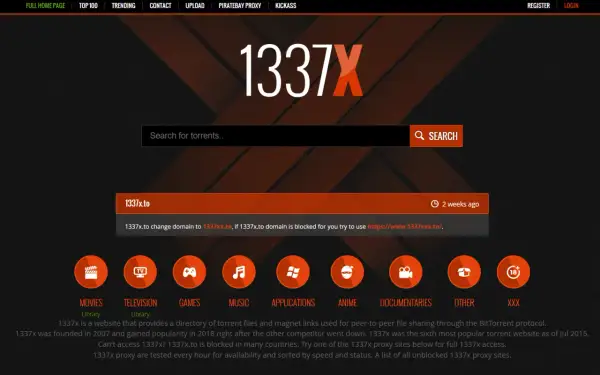 Strona 1337x.to, gdzie znajdziesz odpowiedzi na pytanie "torrenci co to". Użyj wyszukiwarki, by znaleźć pliki.