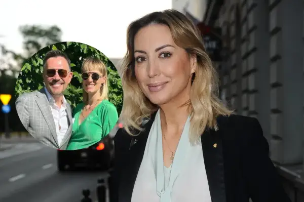 Anna Zejdler z partnerem na zdjęciu. Uśmiechnięta para w okularach przeciwsłonecznych na tle zieleni.