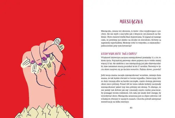 Dłoń trzymająca tampony, symbolizujące dojrzewanie i pierwszą miesiączkę. Dziewica wkracza w nowy etap życia.