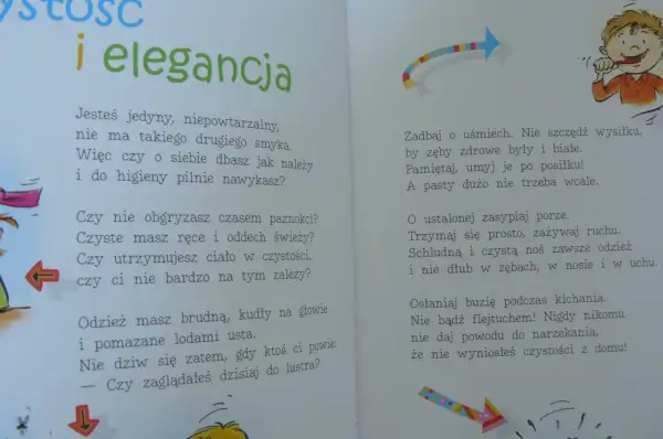 Savoir vivre dla dzieci: wiersze o higienie, czystości i dobrych manierach. Dzieci uczą się dbać o uśmiech i schludny wygląd.