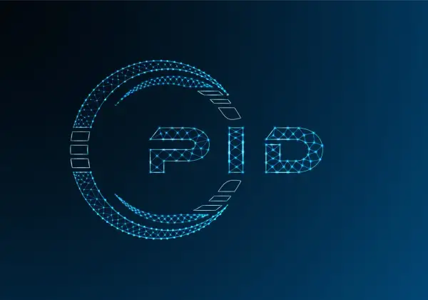 Sieć neuronowa tworzy literę "PID" w neonowym blasku. Co to jest PID? To symbol innowacji.