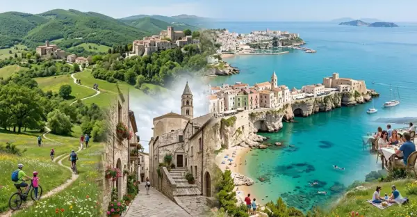 Un borgo collinare e un paese a picco sul mare cristallino. A Foggia c'è il mare, tra sentieri verdi e spiagge incantevoli.