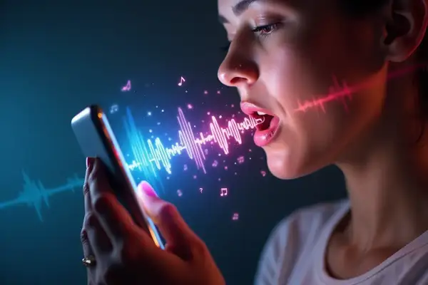 Kobieta śpiewa do telefonu, który analizuje dźwięk. Tak łatwo jak nigdy, jak znaleźć piosenkę po teledysku.