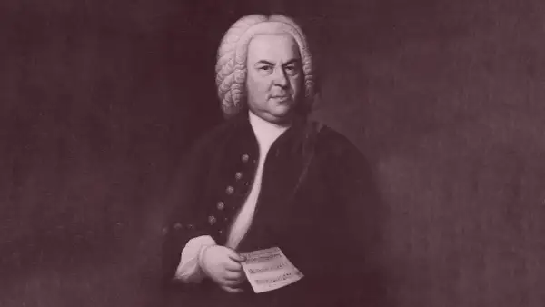Porträtt av Johann Sebastian Bach, med noter i handen. Hans musik fortsätter att inspirera.