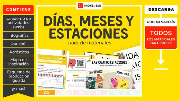 Materiales para profes sobre días, meses y estaciones. Incluye actividades, infografías y mapas de inspiración para aprender los meses del año.