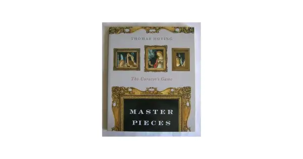 Book cover for "The Curator's Game" by Thomas Hoving, featuring framed Renaissance paintings and the title "MASTER PIECES.