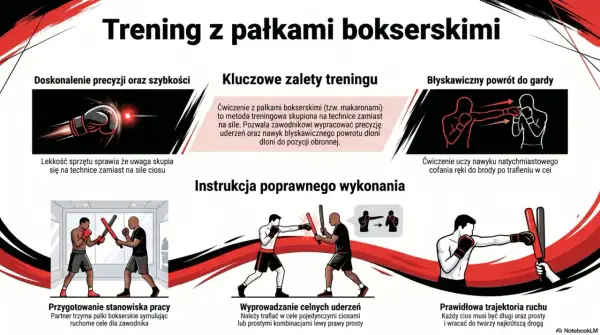 Trening bokserski z pałkami poprawia precyzję i szybkość ciosów. Ćwiczenia z tym sprzętem skupiają się na technice, a nie sile.