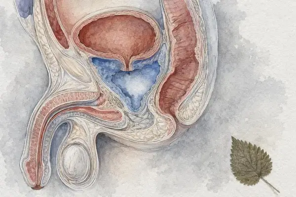 Ilustracja anatomiczna męskiego układu rozrodczego i moczowego. Zwraca uwagę na pęcherz, cewkę moczową i jądra. Jaki wynik psa jest niepokojący?
