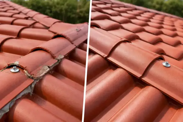 Comparativa de tejado: antes y después de cómo instalar panel sándwich teja.
