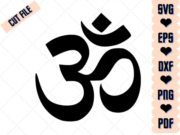 Symbol Om, kluczowy w hinduizmie, jako plik do wycinania. Dostępny w formatach SVG, EPS, DXF, PNG, PDF.
