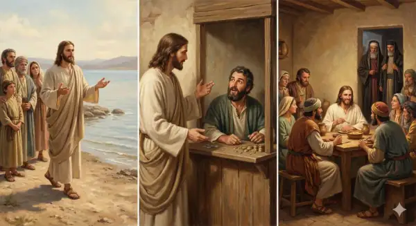 Jezus przemawia do ludzi nad jeziorem, rozmawia z celnikiem i zasiada do wieczerzy. Czy paralityk kto to?