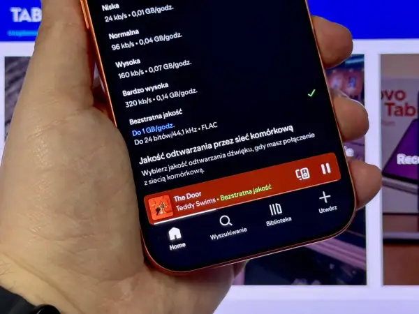 Ustawienia Spotify: bezstratna jakość dźwięku FLAC, do 1 GB/godz. Idealne dla audiofilów.