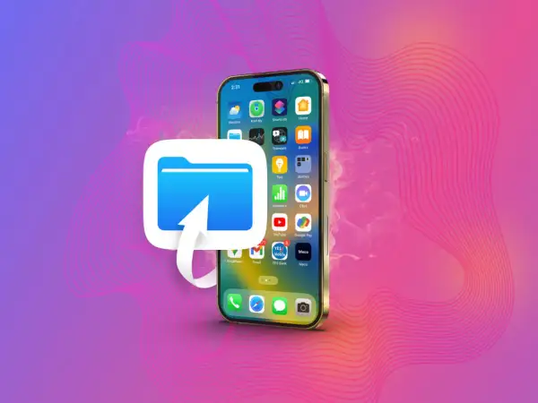 Ikona folderu z ikoną strzałki symbolizuje czyszczenie iPhone ze śmieci i porządkowanie plików.