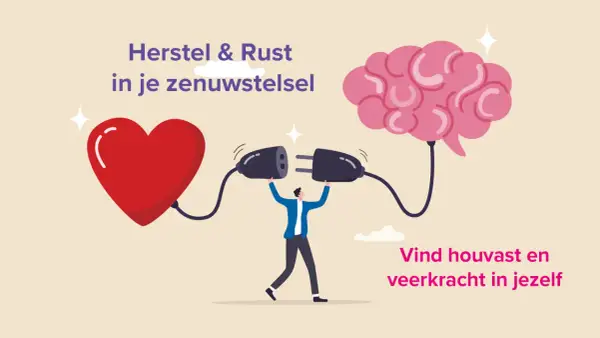 Man verbindt hart en brein met stekkers, symbool voor herstel en rust bij een overprikkeld zenuwstelsel. Vind veerkracht.