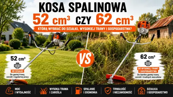 Jaka kosa spalinowa 52 cm³ czy 62 cm³? Porównanie modeli do działki, wysokiej trawy i gospodarstwa. Wybierz idealną dla siebie!