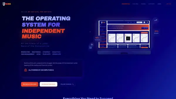 Upcomer platform empowers independent artist promotion with AI-driven tools for marketing, analytics, and growth.