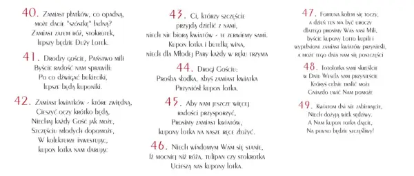 Zaproszenie na poprawiny: zamiast kwiatów, prosimy o kupon lotka, który przyniesie nam szczęście.
