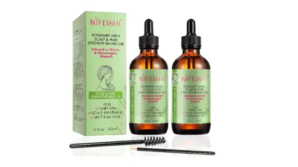Dos frascos de aceite para el pelo Nifeishi, con caja y aplicadores. Ideal para fortalecer el cuero cabelludo y puntas abiertas.