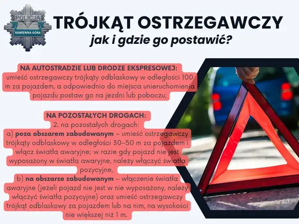 Instrukcja, jak i gdzie postawić trójkąt ostrzegawczy. Wskazówki dotyczące umieszczania go na autostradzie, drogach ekspresowych i pozostałych drogach.