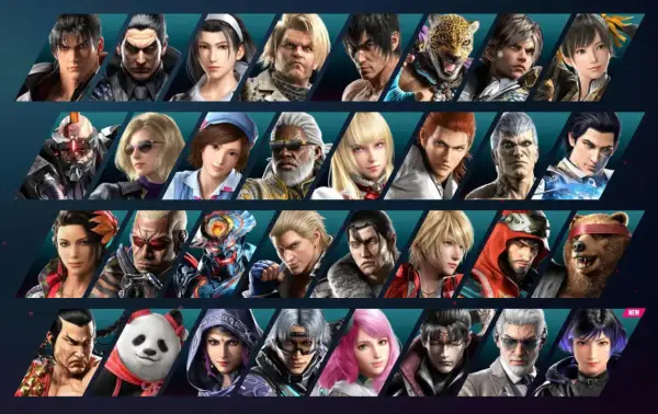 Vielfalt der Tekken 8 Charaktere: Jin, Kazuya, Jun, Paul, King, Nina, Xiaoyu, Leo, Bryan, Hwoarang, Feng, Dragunov, Asuka, Lili, Steve, Alisa, Claudio, Kuma, Panda, Raven, Zafina, Leroy, Victor, Azucena.