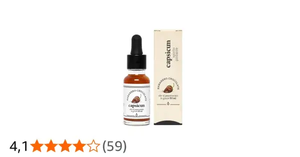 Flacone con contagocce di olio al peperoncino piccante "capsicum" Habanero Chocolate, 20 ml.