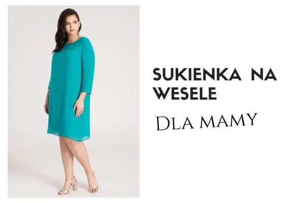 Elegancka turkusowa sukienka na wesele dla mamy, w dużych rozmiarach. Idealna na uroczystość.