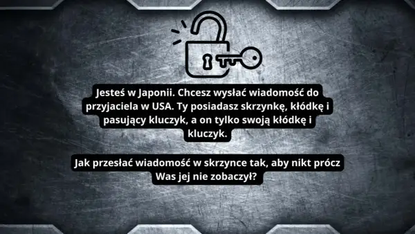 Zagadka: Jak wysłać wiadomość z Japonii do USA, mając tylko swoją kłódkę i kluczyk, a przyjaciel tylko swoją kłódkę i kluczyk?