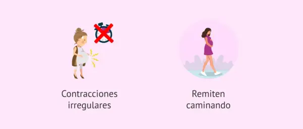 Contracciones irregulares y que remiten caminando son síntomas de parto.