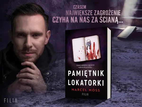 Marcel Moss, autor "Pamiętnika lokatorki", z mrocznym tłem. Prawdziwe nazwisko autora nie jest widoczne.