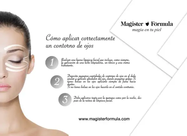 Mujer aplicando contorno de ojos con toques suaves. Guía paso a paso para el cuidado de la piel.