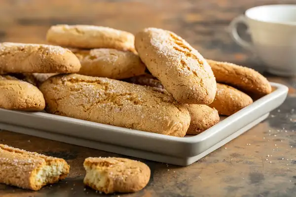 Biscotti morbidissimi in 5 minuti ricetta: una teglia piena di dolcetti dorati, cosparsi di zucchero, perfetti per una pausa golosa.