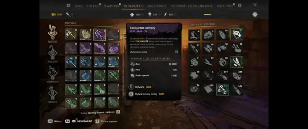 Toksyczne strzały w Dying Light 2: Zakonczenia. Do wytworzenia potrzebne są złom, pióra i środki czystości.