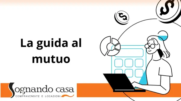 La guida al mutuo: una donna con occhiali lavora al laptop, circondata da grafici, calcolatrice e monete, per preparare i documenti per mutuo.