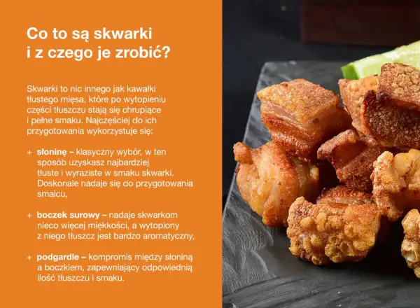 Chrupiące skwarki z boczku, idealne do smalcu lub jako przekąska.