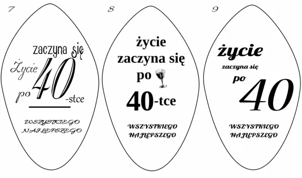 Grawer na 40 urodziny: "Życie zaczyna się po 40-tce" i "Wszystkiego najlepszego".