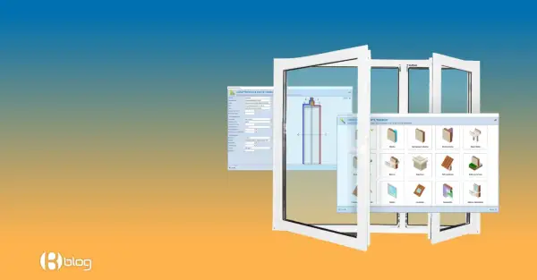 Finestra aperta mostra un software per calcolare la resistenza termica di ponti termici edilizi, con opzioni per diversi materiali e configurazioni.