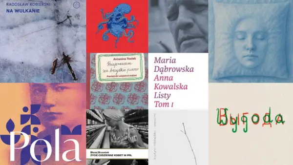 Kolaż okładek książek, w tym dzieła najsłynniejszych polskich poetek, jak Maria Dąbrowska i Anna Kowalska.