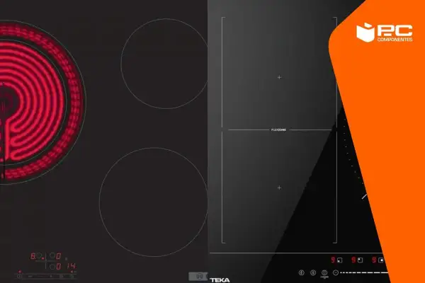 Piani cottura a confronto: uno con resistenza visibile e uno a induzione. Vetroceramica e induzione, non sono la stessa cosa!